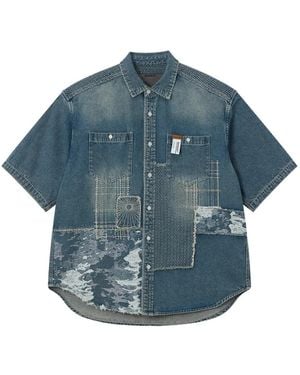 Musium Div. Patchwork Denim Shirt - Blue
