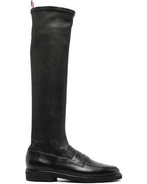 Thom Browne Penny Loafer Knee-High Boots - Black