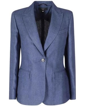 Weekend by Maxmara Single-Breasted Linen Blazer - Blue
