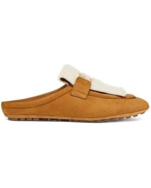 Fendi Leather Flat Sandals - Brown