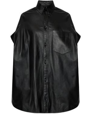 Balenciaga Tucked-Sleeve Shirt - Black