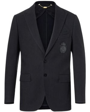 Billionaire Constant Crest-Patch Single-Breasted Blazer - Blue