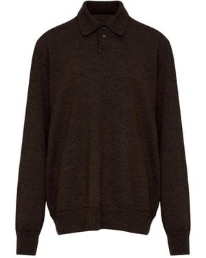 Maison Margiela エルボーパッチ ウール ポロシャツ - ブラック
