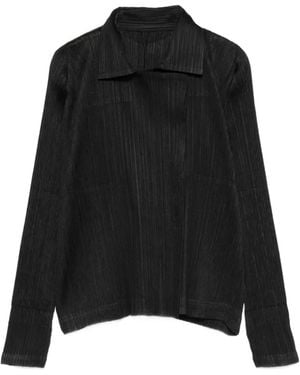 Pleats Please Issey Miyake Pleated Collar Jacket - Black