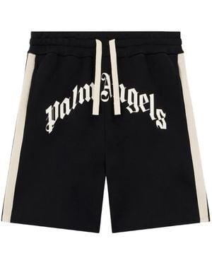 Palm Angels Curved Logo Track Sweatshorts - Black