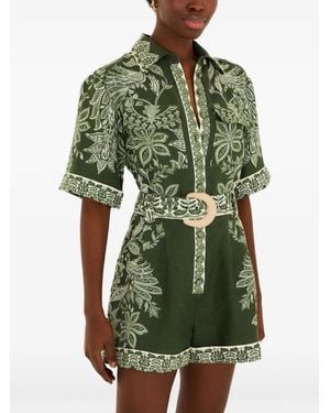 FARM Rio Miranda Belted Romper - Green