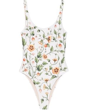 Agua Bendita Gema Uchuva Floral Swimsuit - White