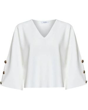 Max Mara Button-Detail V-Neck Blouse - White
