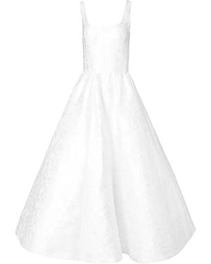 Carolina Herrera Patterned-Jacquard Midi-Dress - White