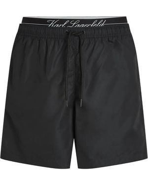 Karl Lagerfeld Badeshorts Mit Doppeltem Bund - Schwarz