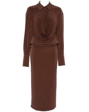 ANDAMANE Lilia Long-Sleeve Maxi Dress - Brown