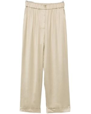 Peserico Satin-Finish Turn-Up Trousers - Natural