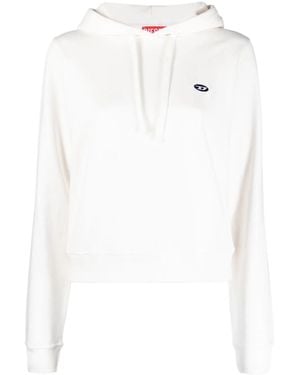 DIESEL Logo-Patch Drawstring Hoodie - White