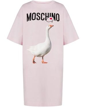 Moschino Goose-Print Mini T-Shirt Dress - Pink
