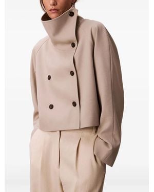 Calvin Klein Manteau Boutonné À Col Montant - Neutre