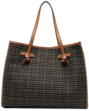 Gianni Chiarini Large Marcella Houndstooth-Pattern Tote Bag - Black