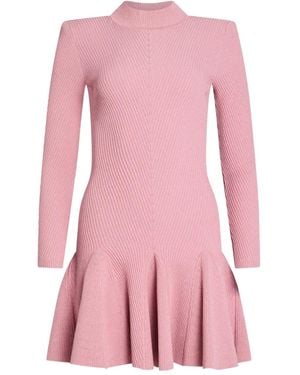retroféte Sydonie Knitted Ruffled-Hem Mini Dress - Pink