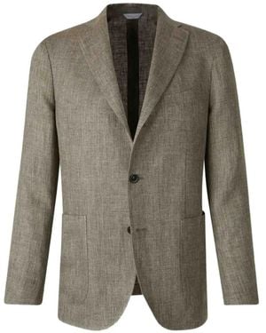 Boglioli Herringbone-Weave Notched-Lapels Blazer - Green