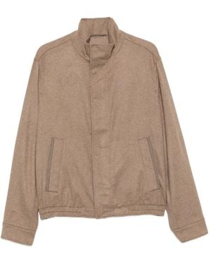 Jacob Cohen High-Neck Elasticated-Hem Jacket - Natural
