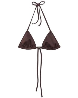 Prada Interlock Fabric Triangle Bikini Top - Brown