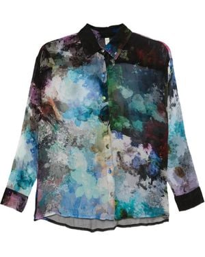 Yavi Abstract-Print Silk Shirt - Blue
