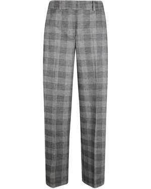 Peserico Checkedl Trousers - Grey