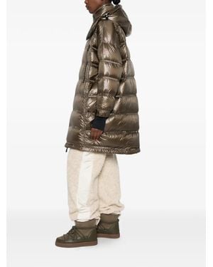 Moncler Quilted Hooded Coat - Natural