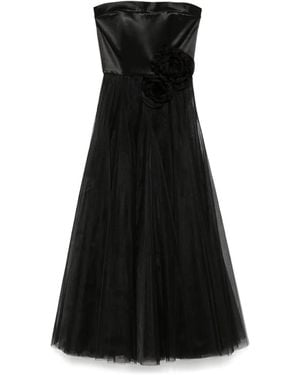 Parlor Floral-Appliqué Gown - Black