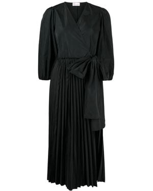 RED Valentino Bow-Detail Pleated Dress - Black