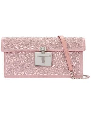 Oscar de la Renta Alibi Crystal-Embellished Clutch Bag - Pink