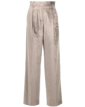 Brunello Cucinelli Pleated Wide-Leg Trousers - Natural