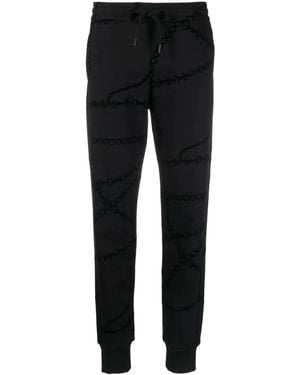 Versace Jeans Couture Chain-Print Cotton Track Trousers - Black