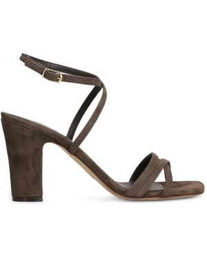 Julie Dee Buckle-Fastening Crossover-Strap Sandals - Brown