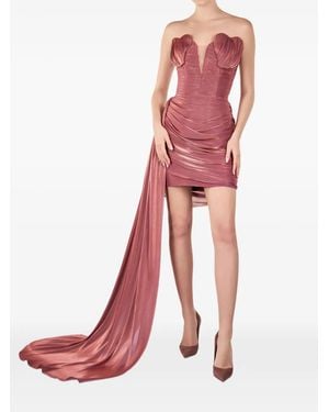 ANDREEA VENECIUC Rose Etoile Draped-Panel Mini Dress - Red