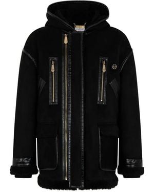 Philipp Plein Cappotto Con Cappuccio - Nero