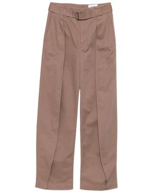 Lemaire Belted Pleated High-Waisted Pants - Brown