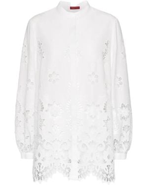 Elena Miro Floral-Lace Shirt - White