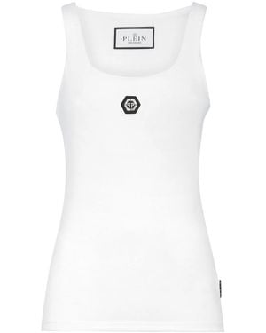 Philipp Plein Logo-Appliqué Tank Top - White