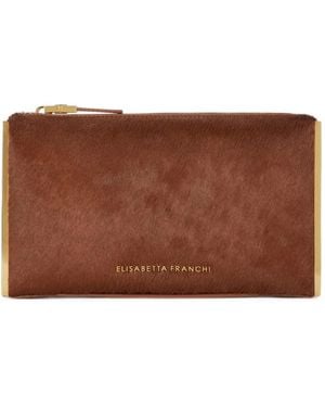 Elisabetta Franchi Cowhide Clutch Bag - Brown