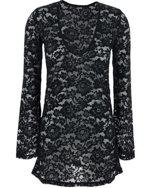 VENUJA Floral-Lace Mini Dress - Black