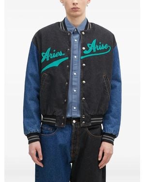 Aries Jeansjacke mit Logo-Stickerei - Blau