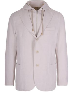 Eleventy Hooded Pocketed Blazer - Blue