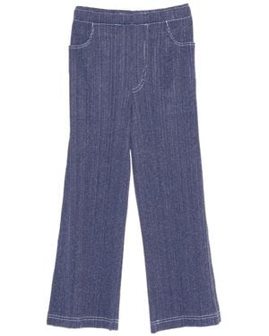 Pleats Please Issey Miyake Denim-Effect Trousers - Blue