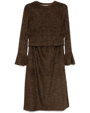 B+ AB Glitter Detail Set Dress - Brown