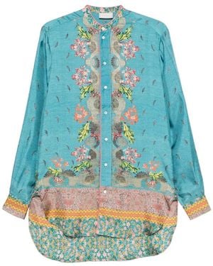 Pierre Louis Mascia Aloe Floral Shirt - Blue