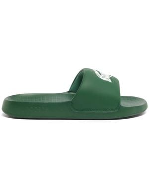 Lacoste Sandali Slides Serve Con Logo - Verde