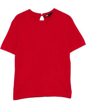 Maje Cable-Knit Crew-Neck Top - Red