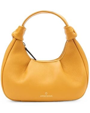 La Portegna Anita Leather Tote Bag - Orange