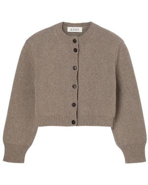 Rohe Cropped Ribbed-Knit Cardigan - Brown