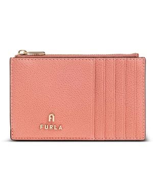 Furla Camelia Leather Card Holder - Pink